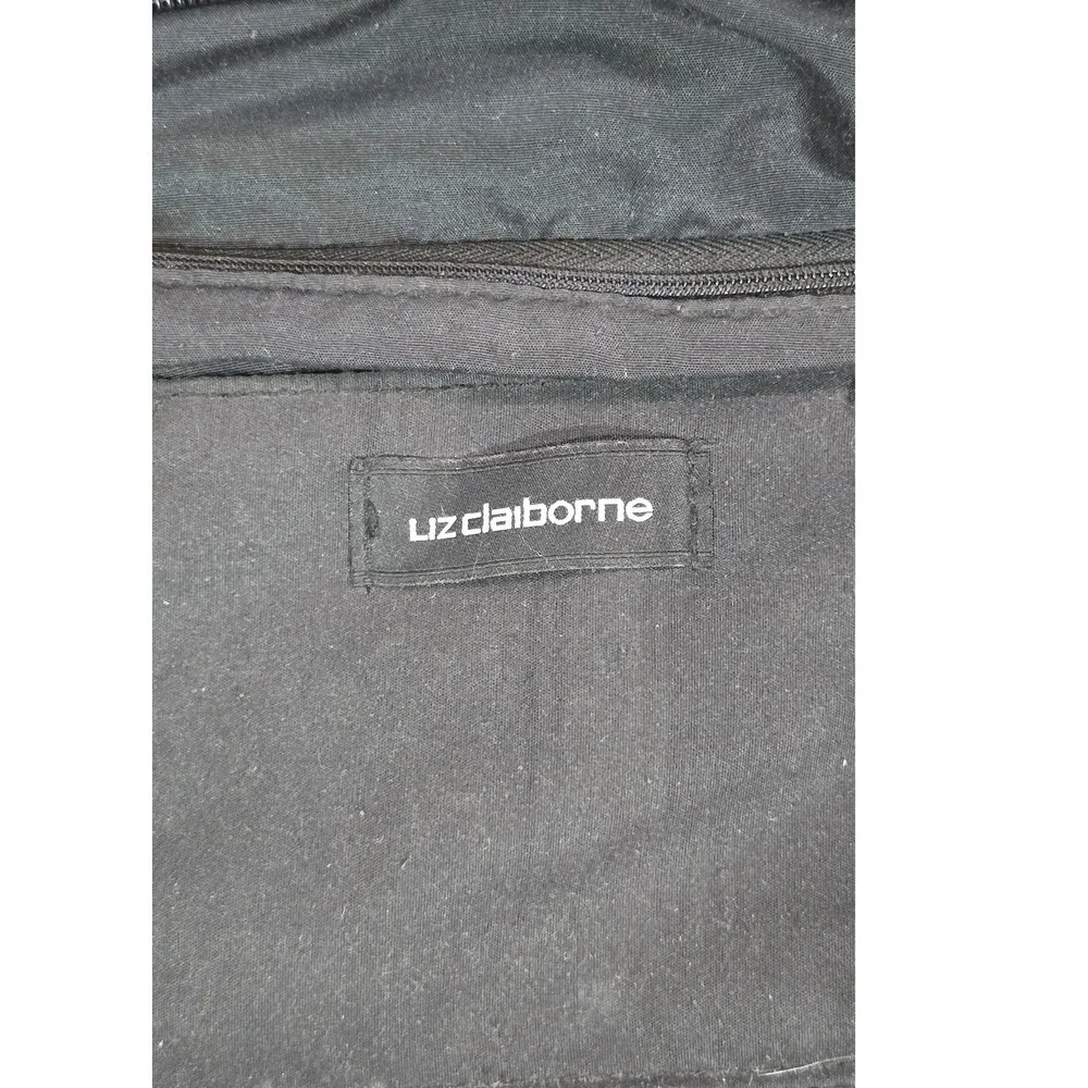 Liz Claiborne Black Quilted Nylon Shoulder‎ Bag with Tan Trim
